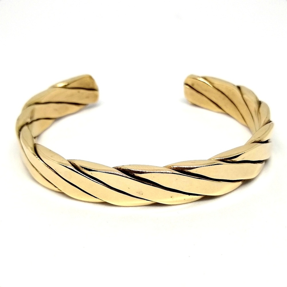 Woven Brass Solid Cuff Bracelet - image 2